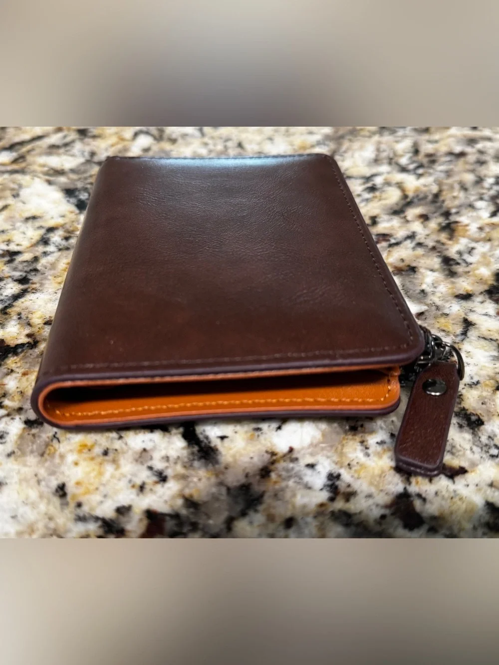 AIKS Kangaroo Brown Zip Around Bifold Wallet NWOT